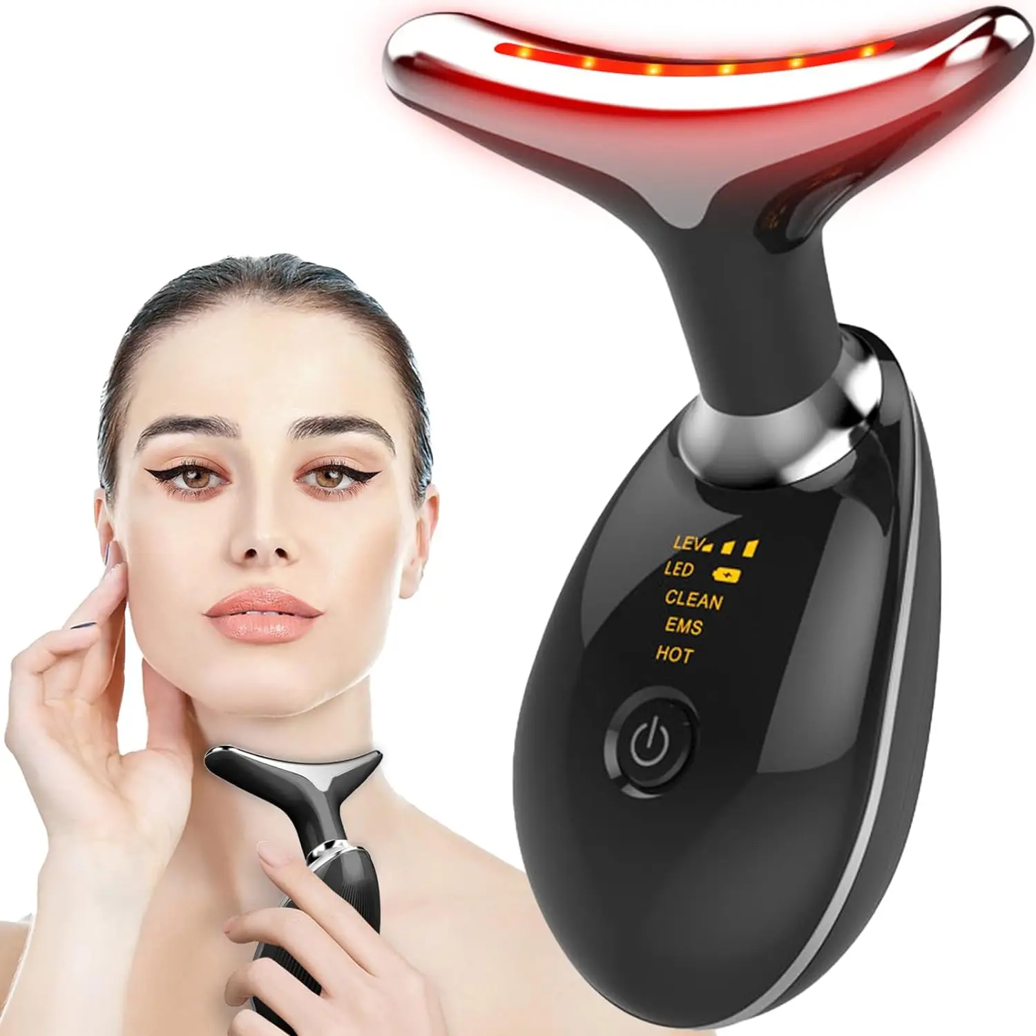 Masajeador Facial de microcorriente EMS para cuello y cara, dispositivo de estiramiento de la piel, terapia de fotones LED, eliminador de arrugas