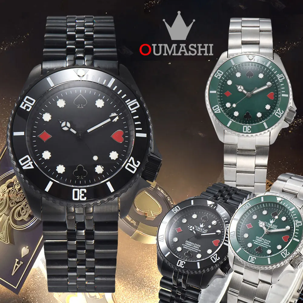 

NH35 Watch Playing Card dial automatic mechanical movement watch NH36/NH35 new men's watch sapphire glass luxury watch