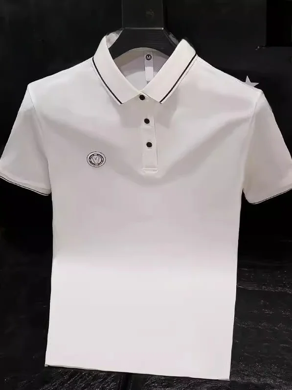 

Summer 2026 Men's ort Sve irt Slim Fit f Sve Turn-down Collar Trendy Hot-pred Casual Faion Urban Sle