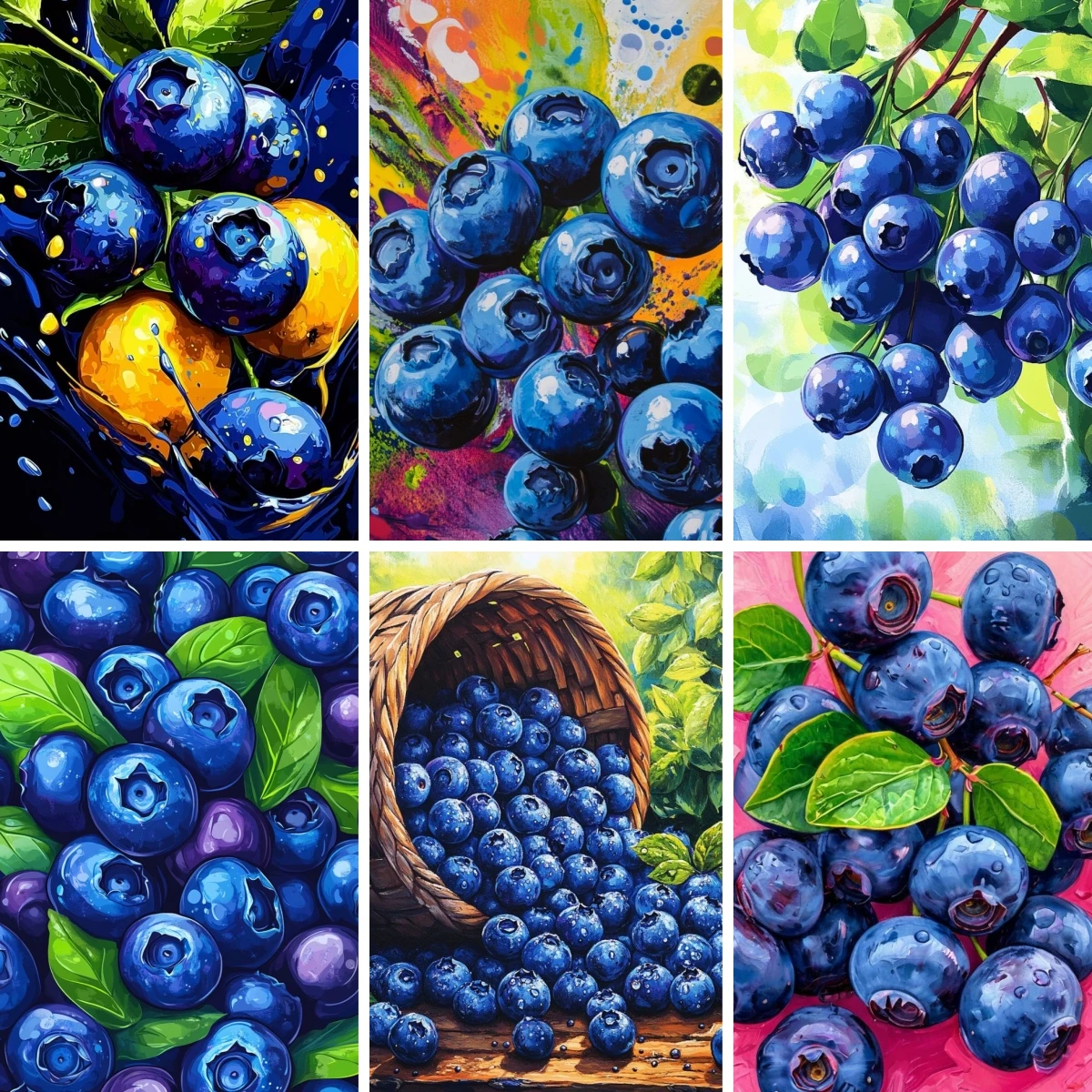 

Diamond Painting Blueberry Watercolor Painting Berry Art Healthy Food DIY Full Drill Rhinestone Embroidery Kitchen Wall Decor