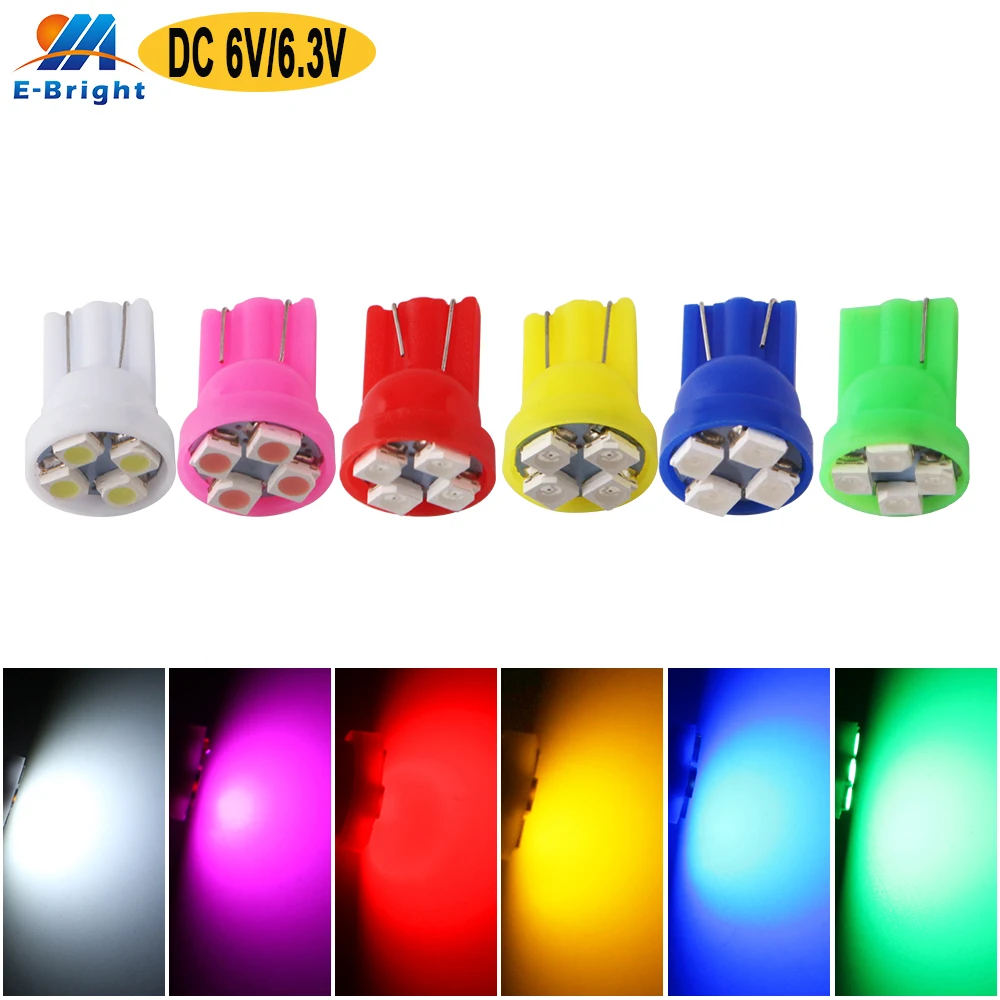 10X #555 194 168 6V 6.3V 12V 24V DC W5W T10 1210 LED Bulb Battery Car Light Pinball Game Machine Light Toy Car Light White