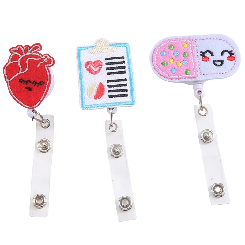 8 ชิ้น Felt Retractable Badge Reels,ธีมผู้ถือป้ายของขวัญสําหรับคริสต์มาสวันขอบคุณพระเจ้าโรงเรียนพยาบาลนักเรียนติดตั้งง่าย