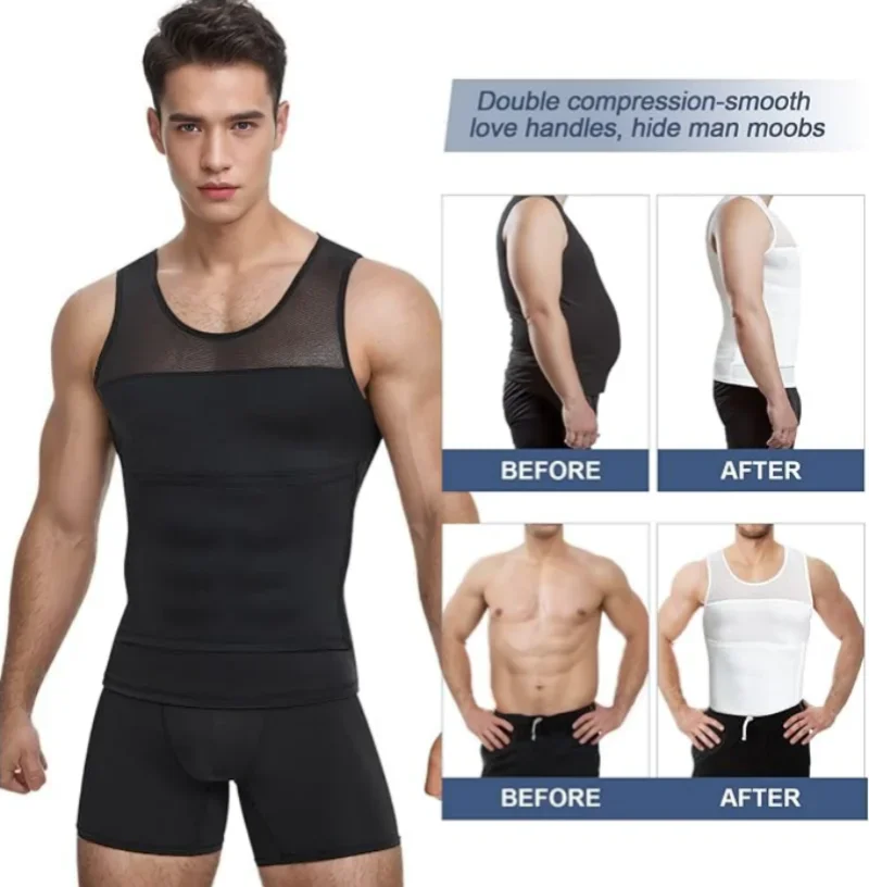 Men\'s Body Shaper Compression Vest Abdomen Shapewear Tummy Slimming Sheath Gynecomastia Shapers Corset Waist Trainer Fajas Tops