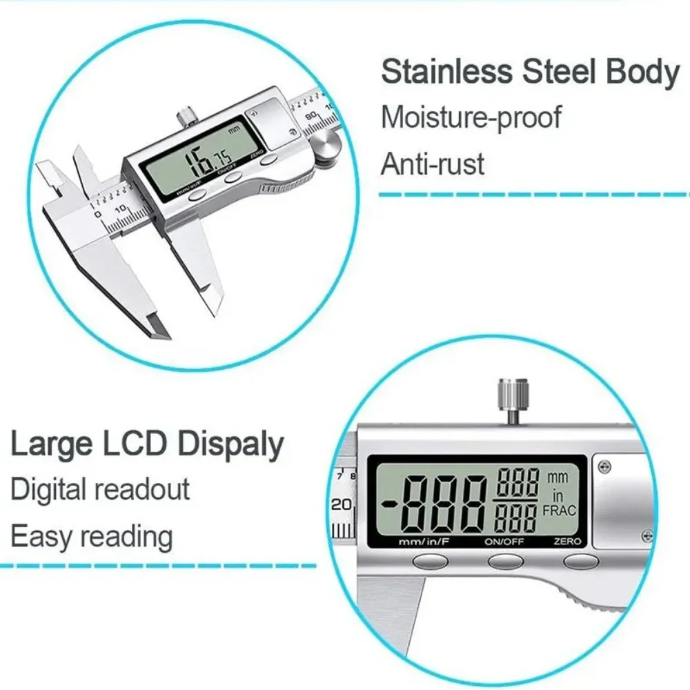 Digital Vernier Caliper 6/8 Inch 150mm/200mm Stainless Steel Electronic Metal Caliper Micrometer Depth Measuring Tools