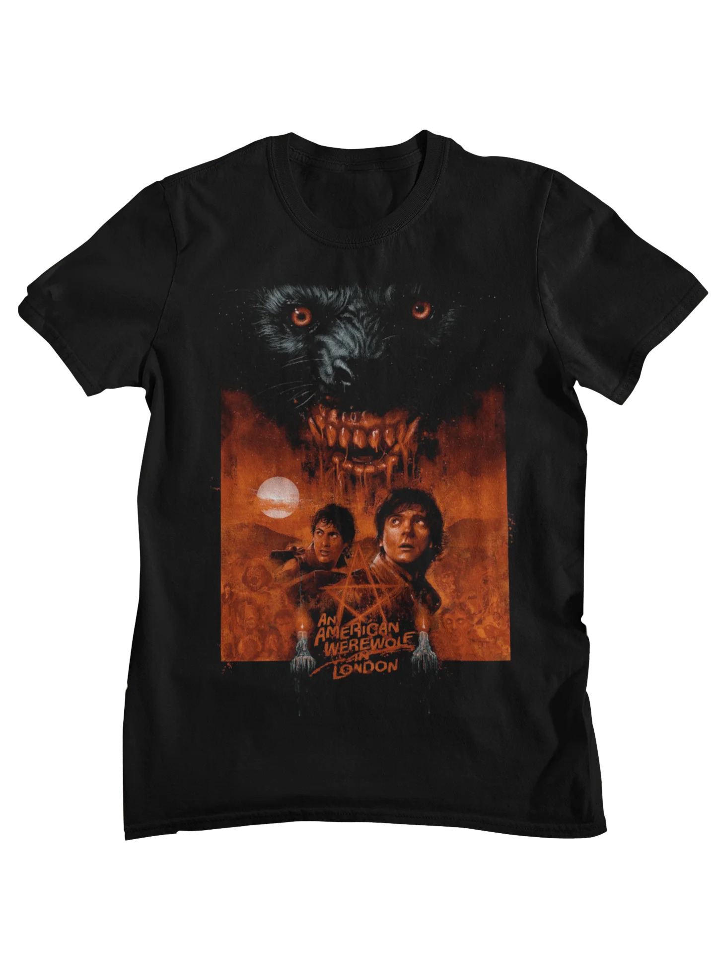 An American Werewolf In London Retro Horror Movie Graphic T-Shirt Men Women Casual Cotton Streetwear Tops