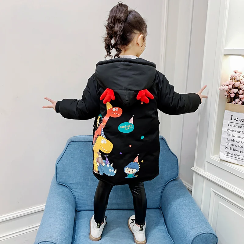 2023 new winter girls' down jacket Deer cotton-padded jacket hooded design cartoon prints cotton-padded jacket beautiful girls