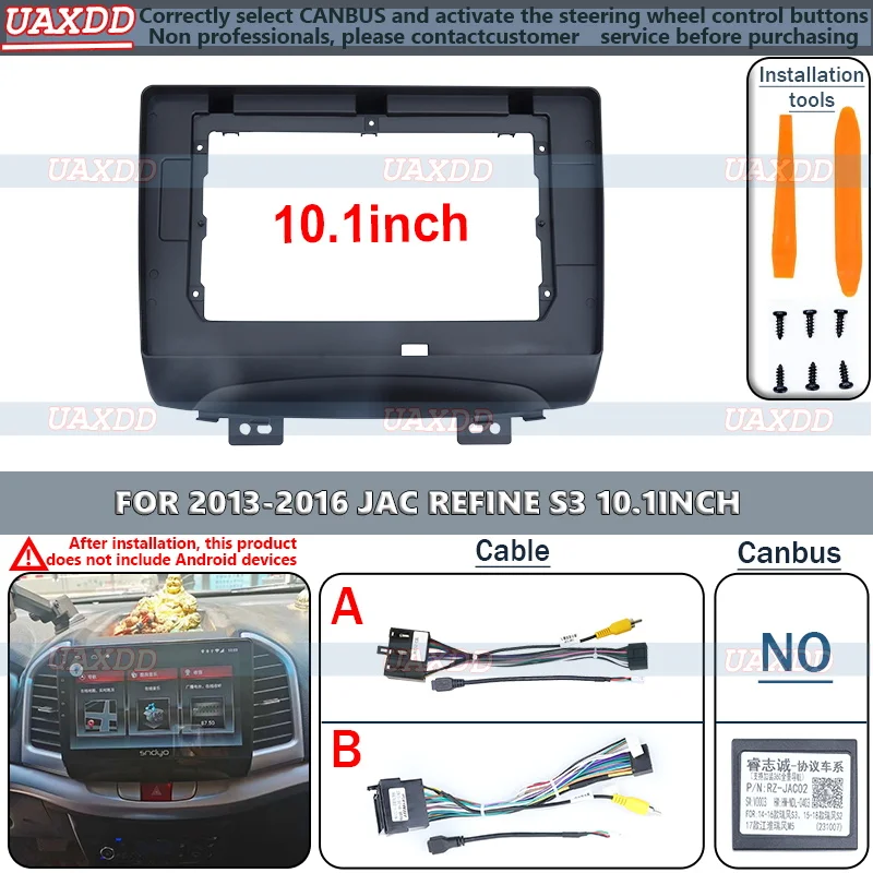 10.1Inch Car Radio Fascia For JAC Refine S3 2013-2016 Android Stereo Player 2 Din Head Unit Panel Dash Frame Installation Trim