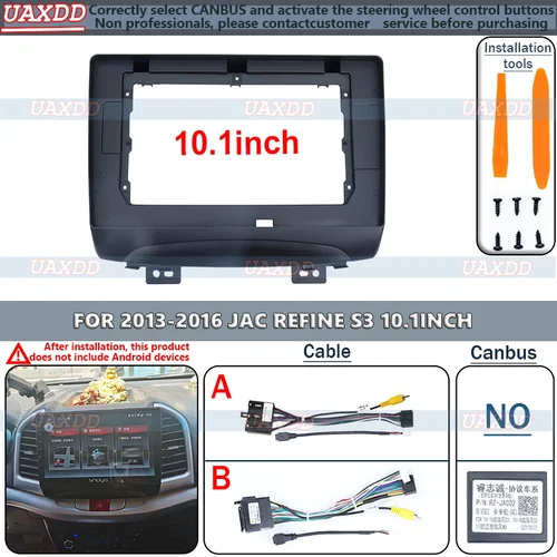 Imagen 1 del producto Fascia de Radio de coche de 10,1 pulgadas para JAC Refine S3 2013-2016 reproductor estéreo Android 2 Din Panel de unidad principal marco de tablero embellecedor de instalación