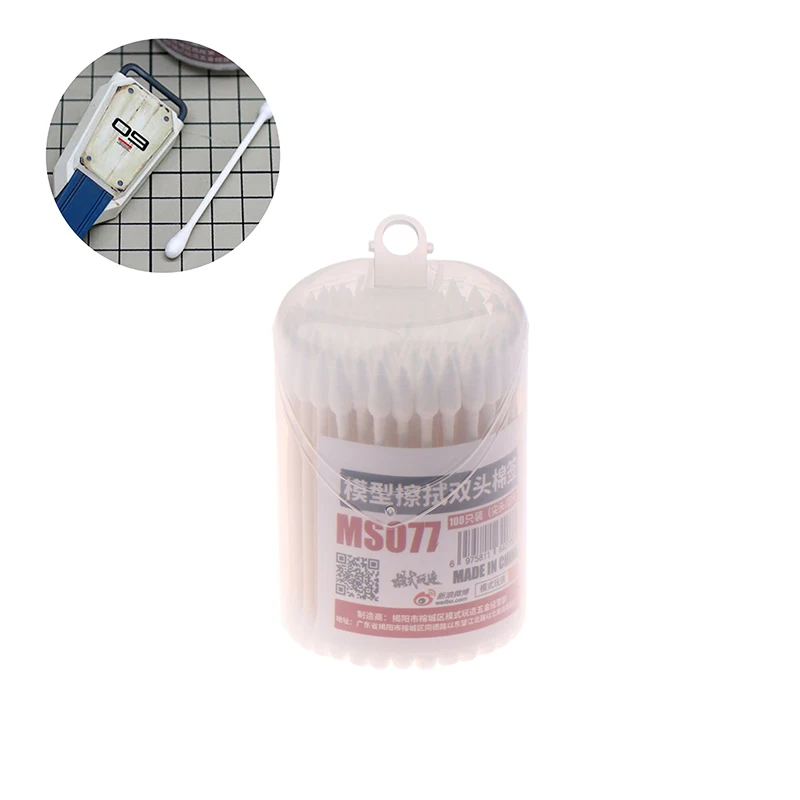 100PCS งานอดิเรก DIY MS-077 Double End ผ้าฝ้าย Swab รุ่น Penetration Line เครื่องมือทําความสะอาด