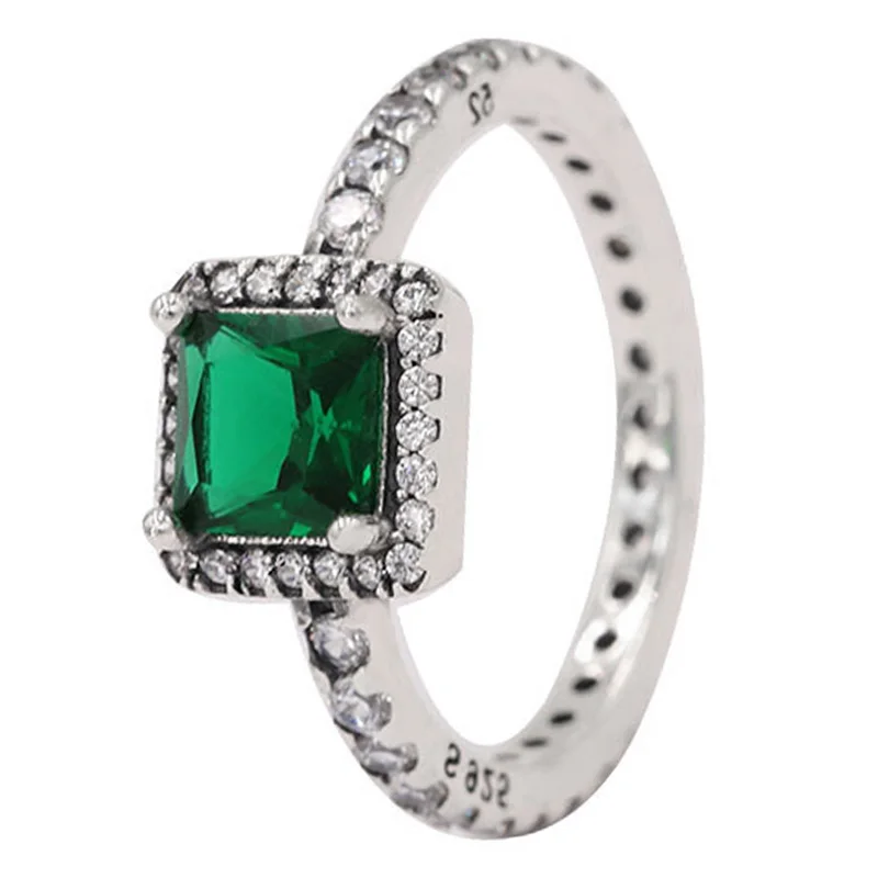 Bague à quatre griffes en argent regardé 925 avec cristal pour femme, bijoux européens, rouge, vert, bleu, clair, indépendant intemporel, cadeau, nouveau