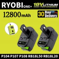 RYOBI P108 18V 12.8Ah Battery Replacement for ONE+ Series, Works with P203 P204 P210 RB18L50 RB18L20, Lithium-ion High Capacity