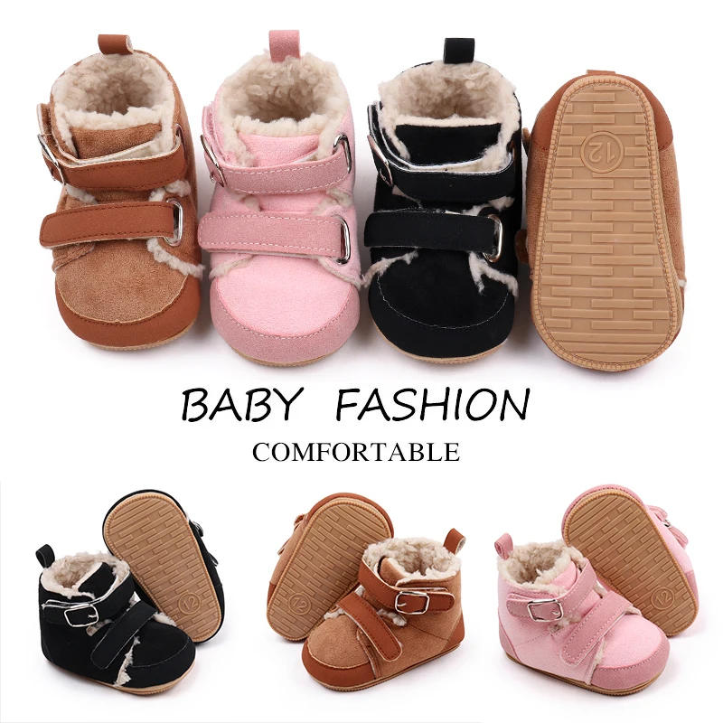 Baby Winter Boots Soft Cotton Inside Warm and Comfortable TPR Sole Anti-slip Ankle-covered for 0-15Months Baby Toddler BMB3120