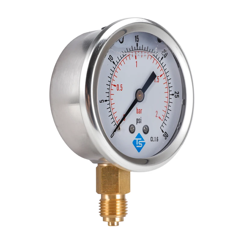 Low Pressure Gauge 0-2Bar,0-30Psi 1/4inch 68mm Dial Hydraulic Water Pressure Gauge Manometer Pressure Measuring