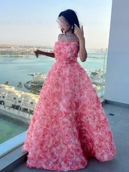 Fashion A-line Formal Occasion Dresses 2023 High Quality Lace Ball Gowns Spaghetti Strap Pink Evening Party Gowns فساتين الحفلات