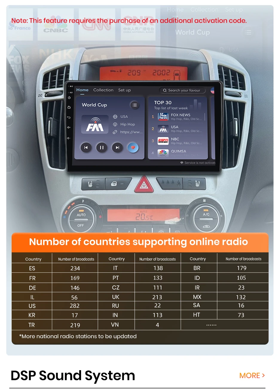 AWESAFE 9-Zoll-Android-Radio für KIA CEED 2007-2012, kabelloses CarPlay & Android Auto, GPS-Navigation, Multimedia, Unterstützung für Lenkradsteuerung, Subwoofer, Verstärker, Rückfahrkamera, EU Plug-and-Play, DAB+, digitales Autoradio, 2-DIN-Autoradio, Stereo, RDS, DSP, FM, WIFI, 4G, BT – Detail 19
