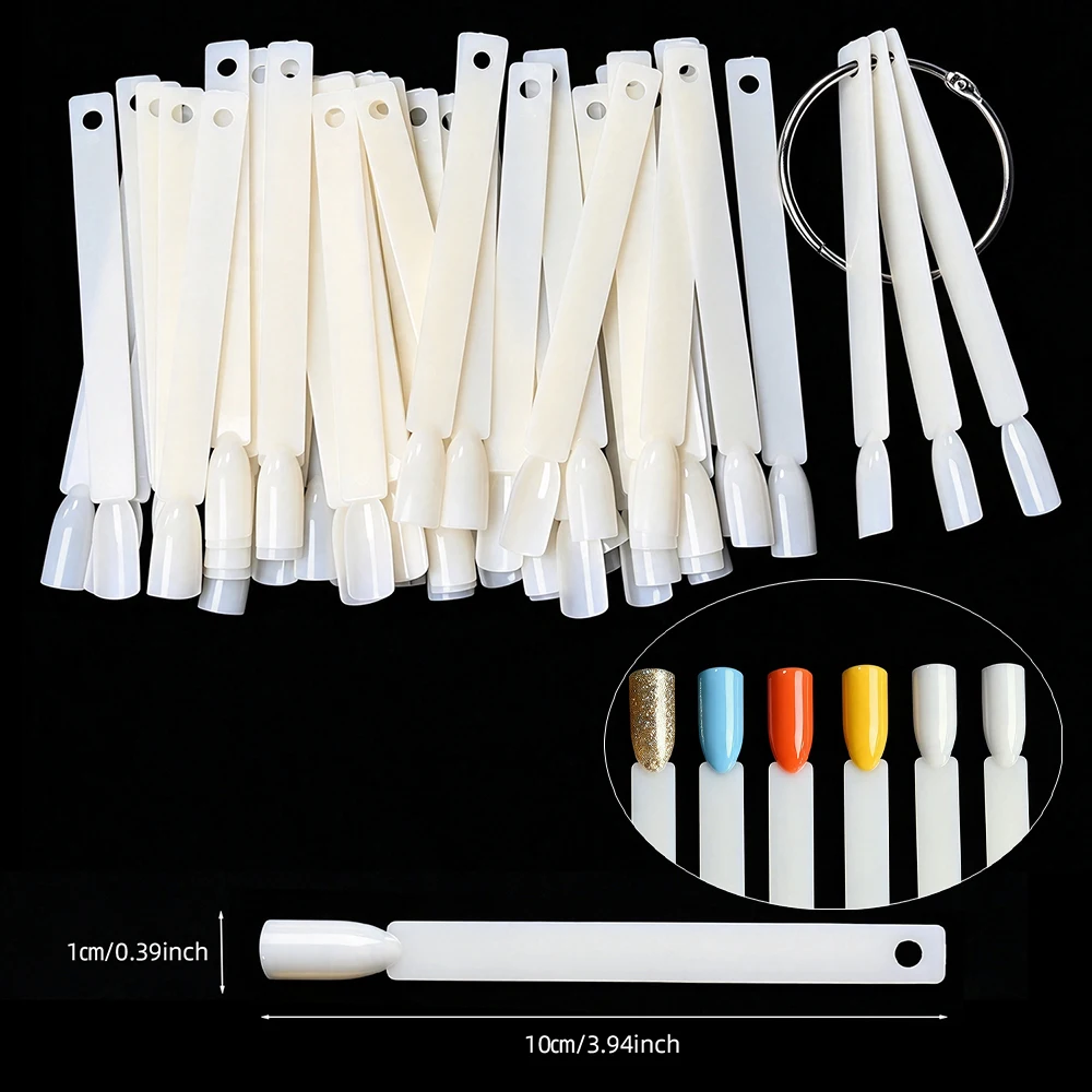 50Pcs Natural Oval Fan Nail Showing Shelf Nail Polish Display Table Nail Color Card Practice Board Tool Professional NailPalette