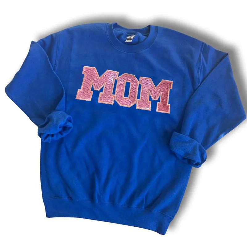 Sequined Jack and Jill of America MOM Embroidered Iron on Patches for Sweatshirt