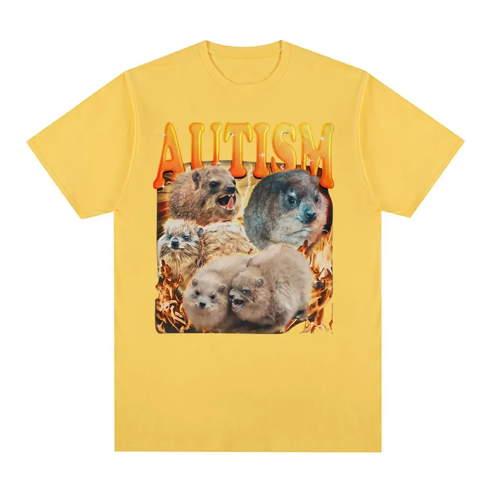 2026 Funny Tee Autism Unhinged Funny Rock Hyrax Meme Graphic T-shirts Clothing New Style Fashion Tshirt Hot Sale Clothing Y2Ktop