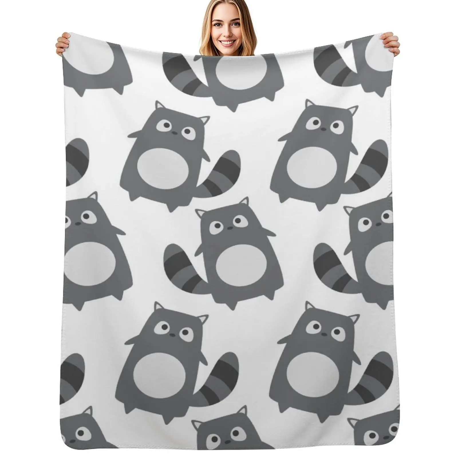 

Racoon Throw Blanket christmas gifts Flannels Softest Cute Plaid Blankets