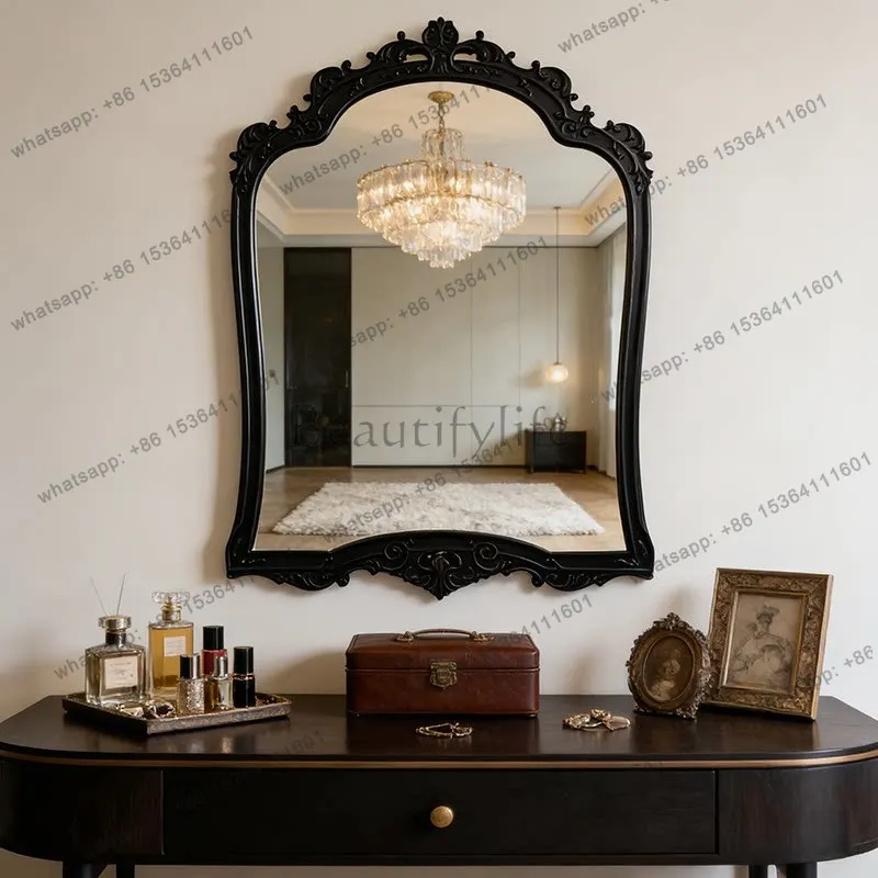 French retro bathroom mirror carved makeup high value living room entrance decorative mirror