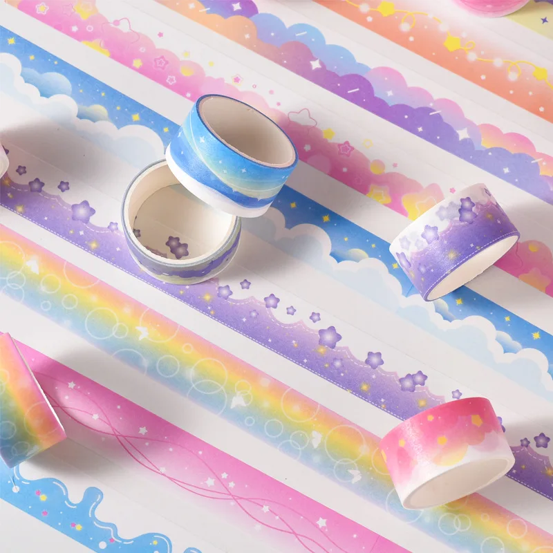 4pcs Fantasy Clouds Stars Bubbles Decorative Adhesive Tape Cute Masking Washi Tape Set Diy Scrapbooking Sticker Label Stationery