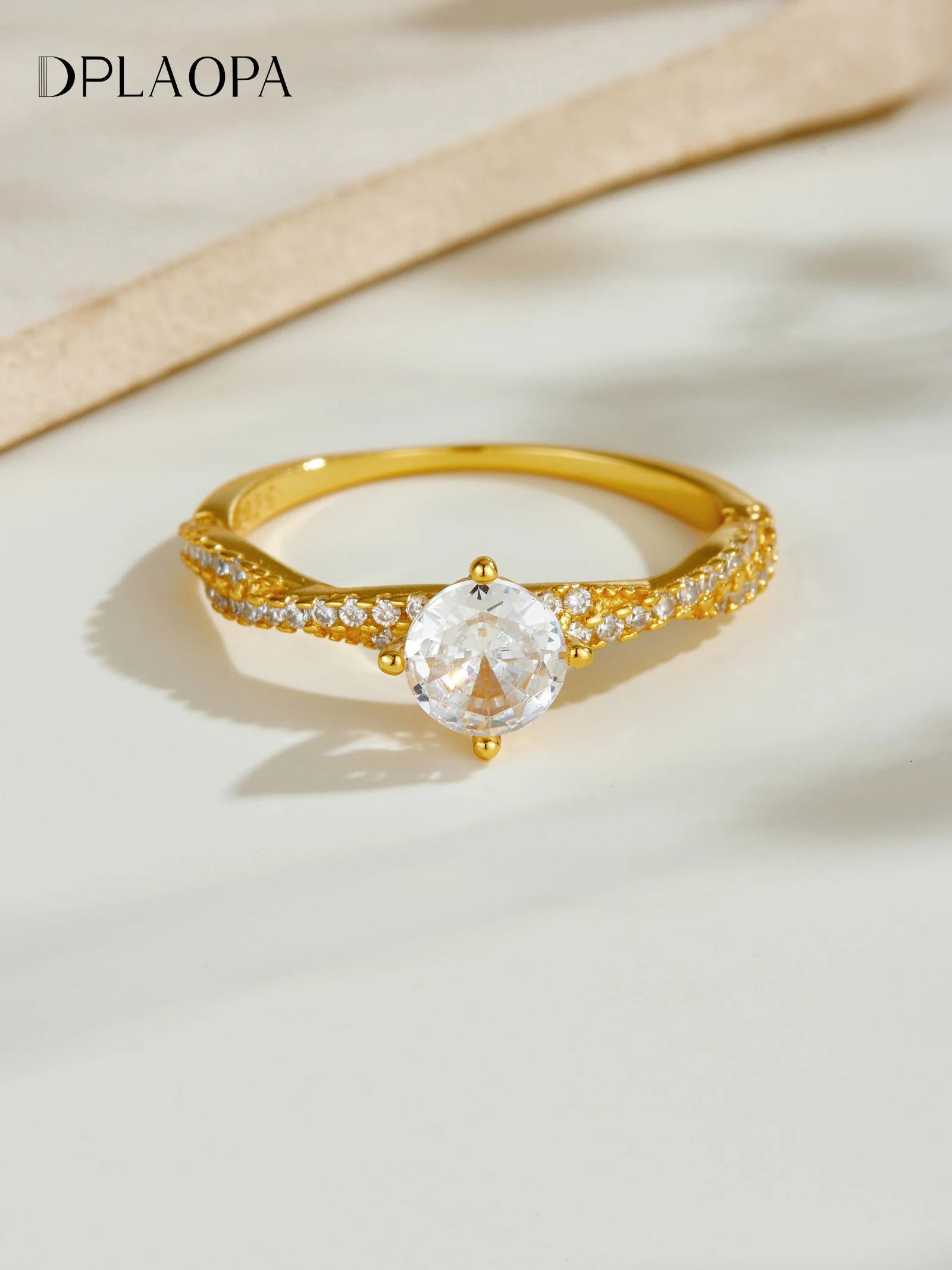 

DPLAOPA 925 Sterling Silver Round CZ Zircon Ring Women Elegant Luxury Fine Classic Engagement Wedding Anniversary Jewelry Gift