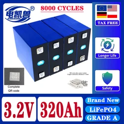 New 320Ah 8000 cycle LiFePO4 3.2V rechargeable battery, suitable for DIY 12V 24V 48V caravan marine solar energy system no tax