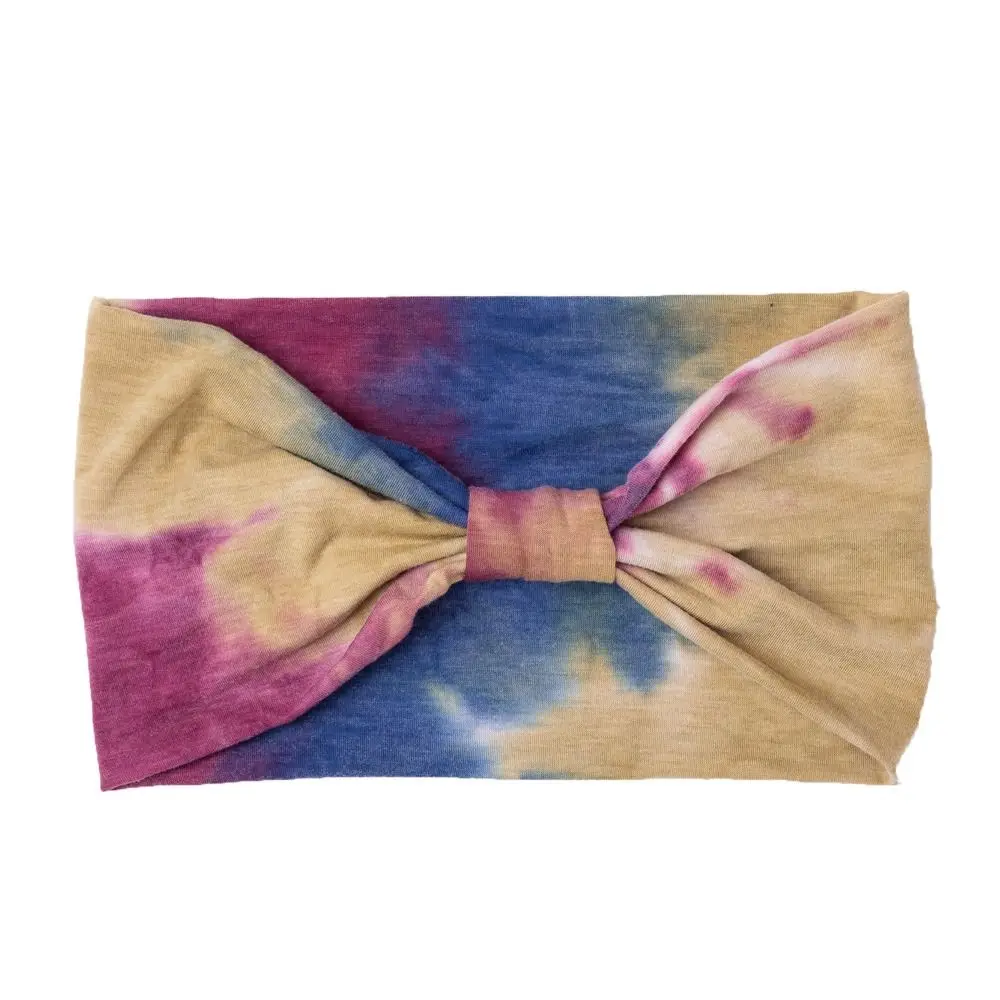 

Bowknot Turbans Colorful Tie Dye Headwrap Cotton Elastic Yoga Headband Unisex Charming Wide Headband Sports