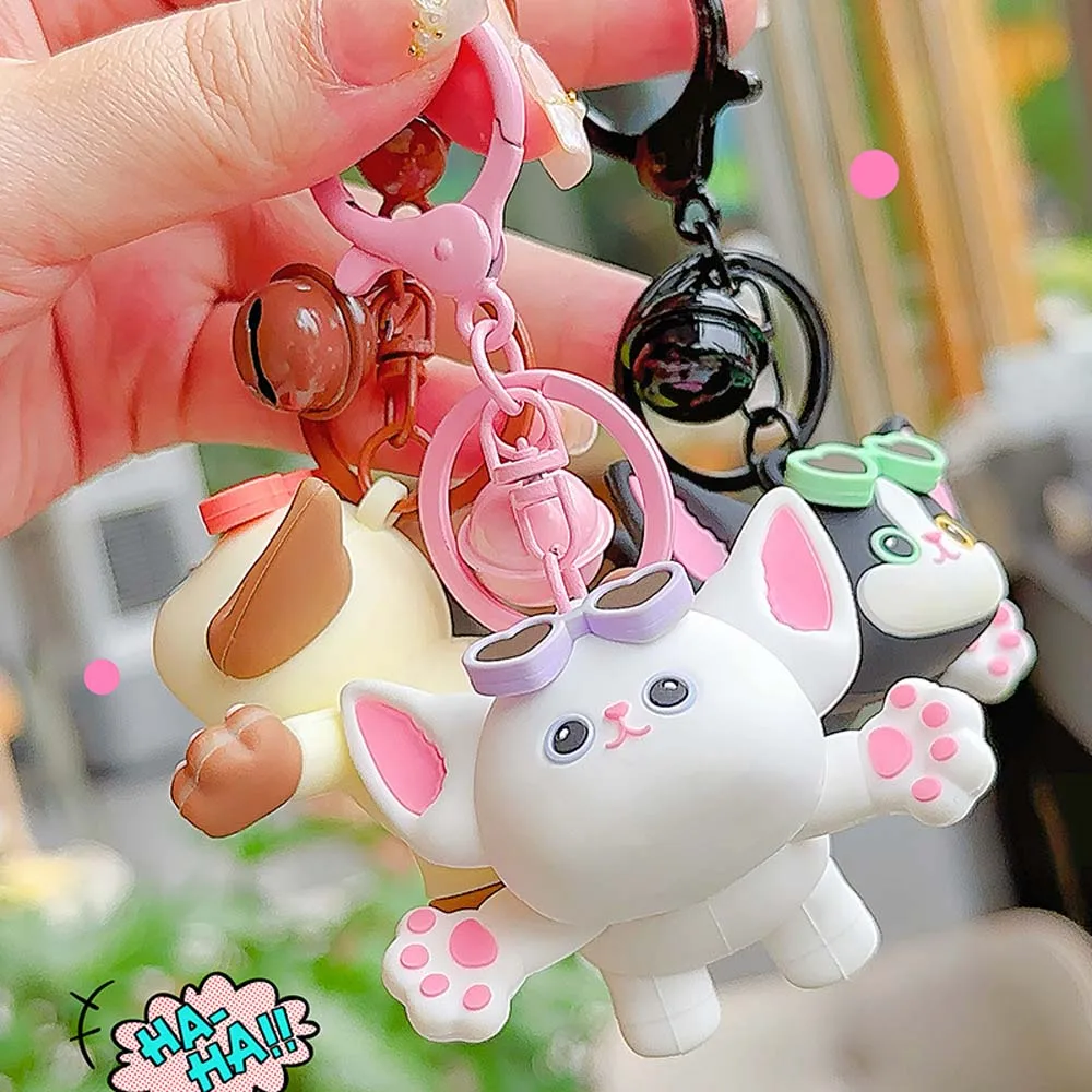 Devon Rex Pilot Cat Keychain Decoration Bag Pendant German Cat Key Ring Gift Jewelry Pilot Cat Cartoon Animal Toys Couple Kids