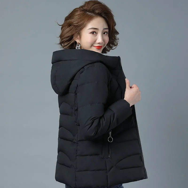 Fashion Down Cotton Jacket Womens 2024 Winter Jacket Parkas Large Size Cotton-Padded Coat Female Hooded Warm Coat
