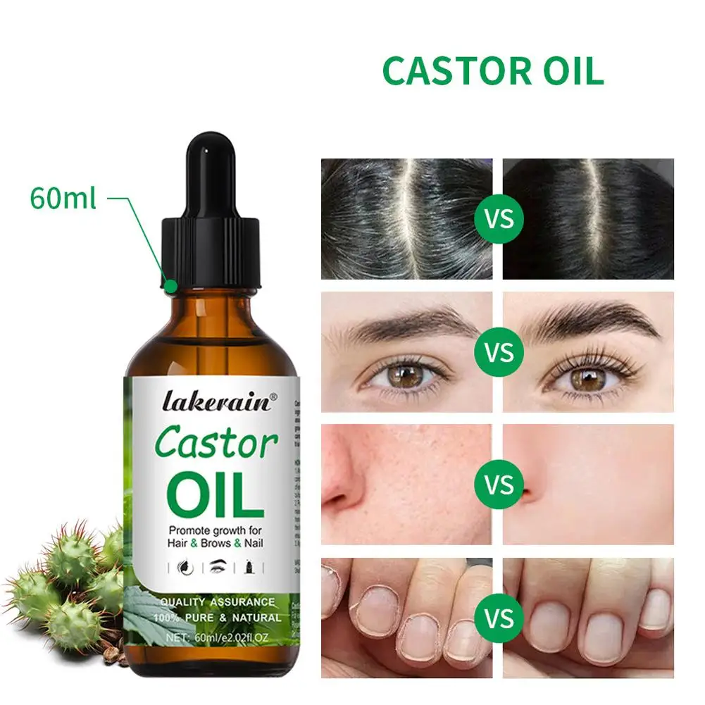 

60ml Black Castor Oil Nourishes Body Massage Prevents Aging Care Oil Hair Essential Skin Growth A5Y9