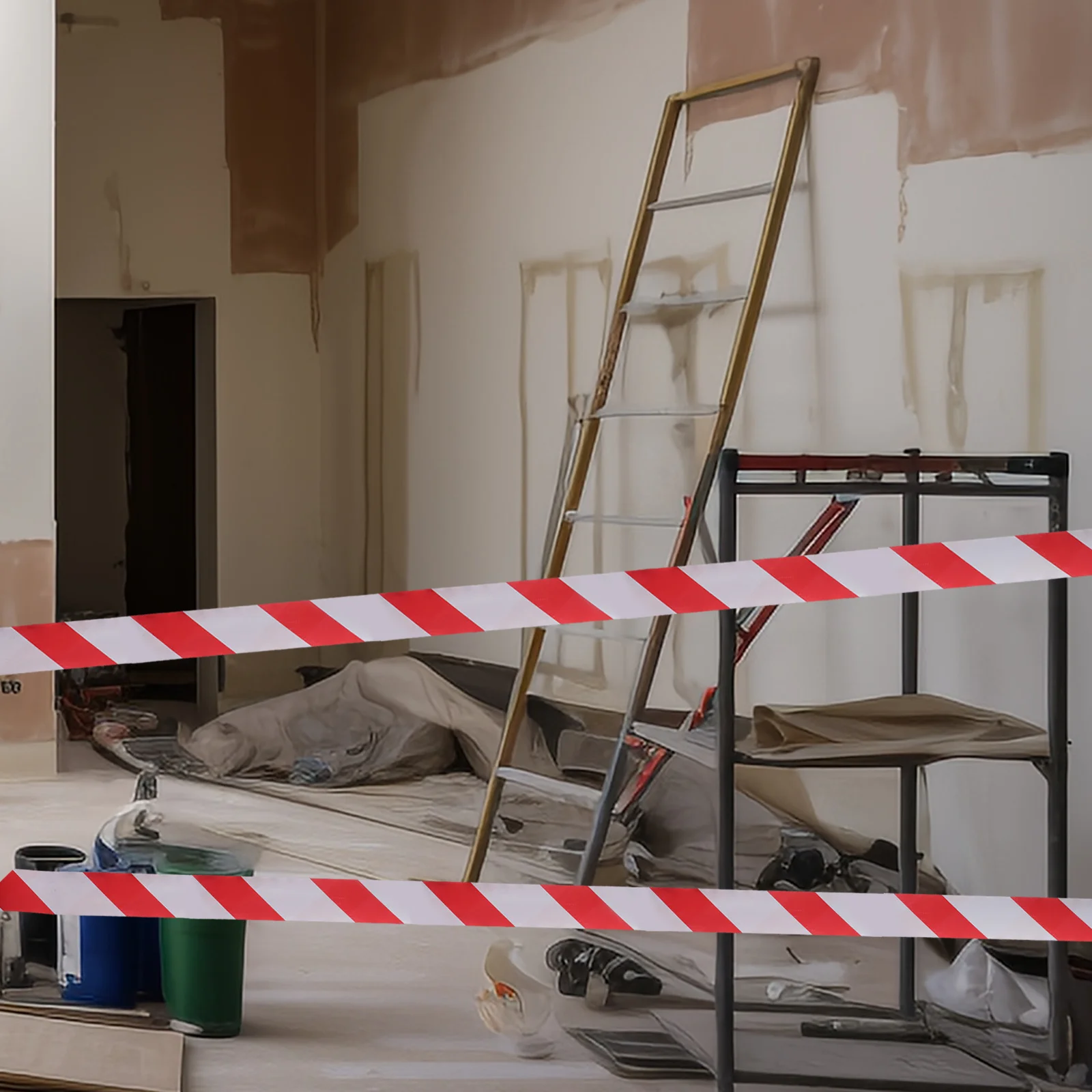 10 Rolls Caution Tape Red White Hazard Warning Waterproof Anti Slip Tape for Floor Wall Pipe Equipment