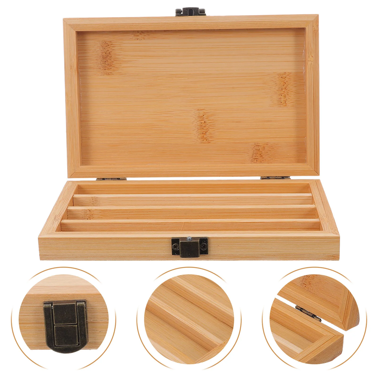 

Small Watercolor Palette with Lid Bamboo Paint Box 6.48x4.32x1.06in Empty Mixing Tray for Outdoor Sketching Compact Travel