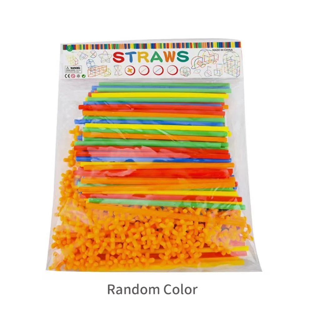 Straw Constructor Toys Building Blocks Toys DIY Children Straws and Connectors Building Set Educational Craft Toys for Kids Gift