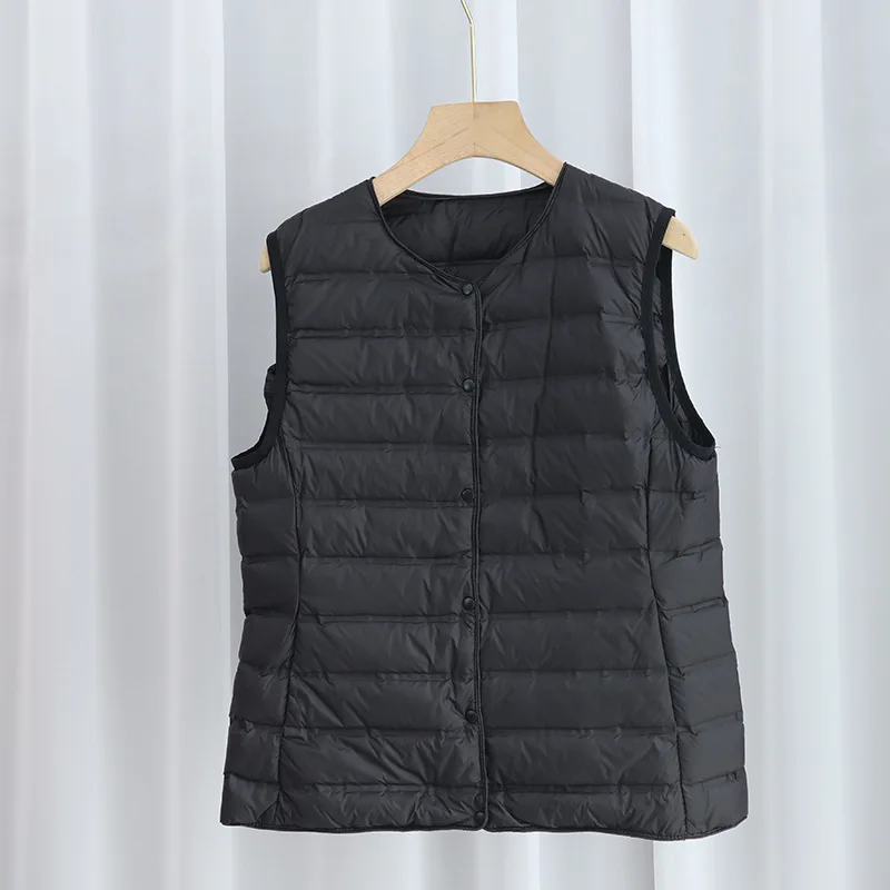 Bigsize Down Waistcoat Jacket Autumn Winter Women Warm Ultra Light White Duck Down Vest Ladies Sleeveless Short Tank Coat Parkas