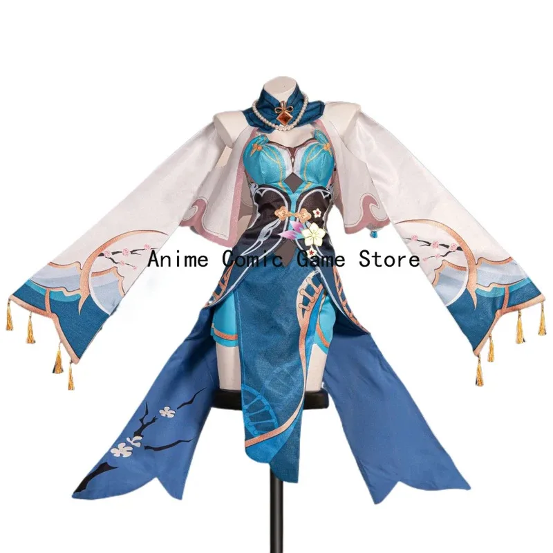 Az15Ruan Mei Honkai ستار السكك الحديدية تأثيري فستان مُصمم حسب الطلب شعر مستعار Ainme لعبة مثير الصينية شيونغسام حفلة الهالوين الزي للنساء