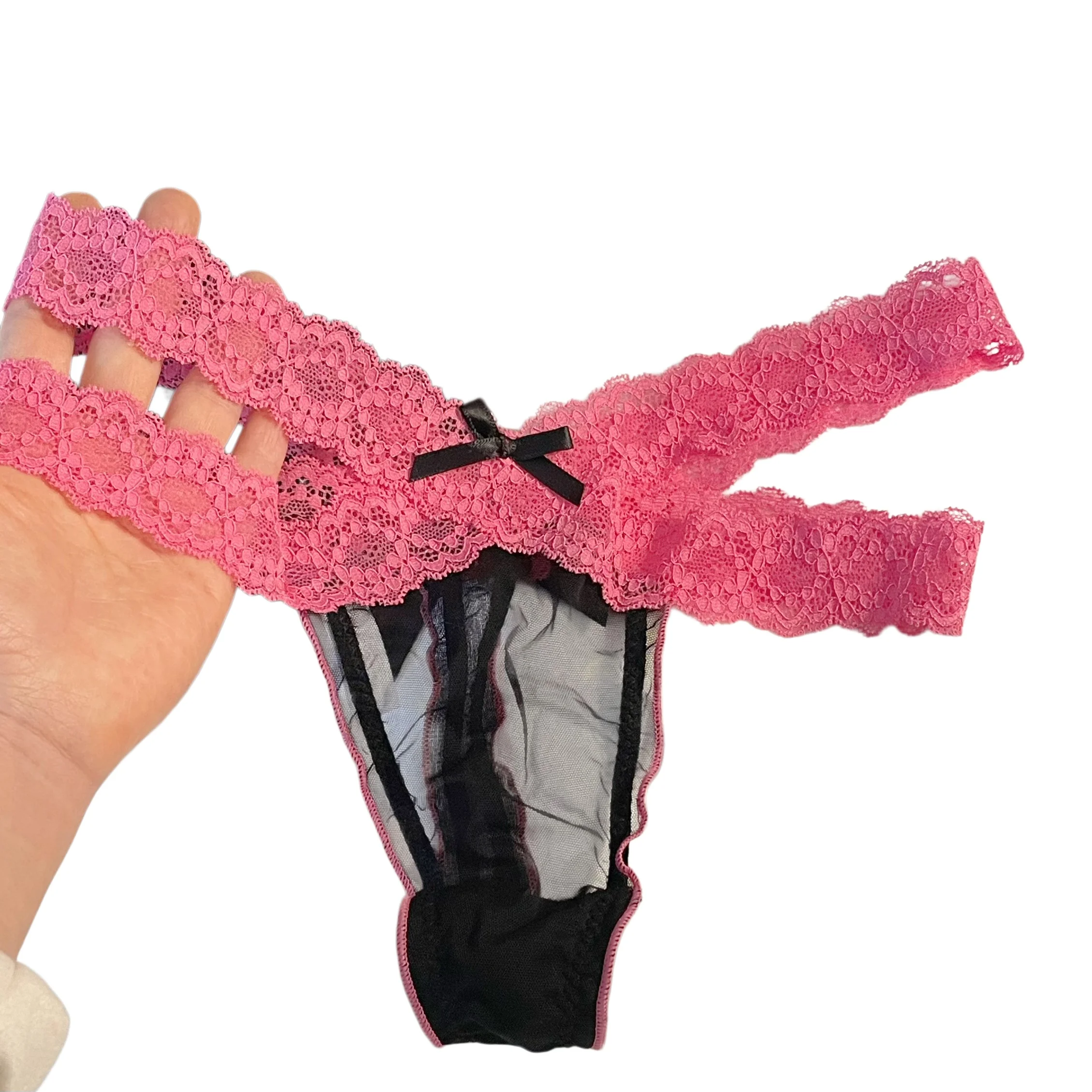 Spitzen-G-String Sexy Slips Höschen Damen Unterwäsche Tanga Hochwertige Schleifen-Transparente Unterhosen Dessous Mädchen Intimwäsche