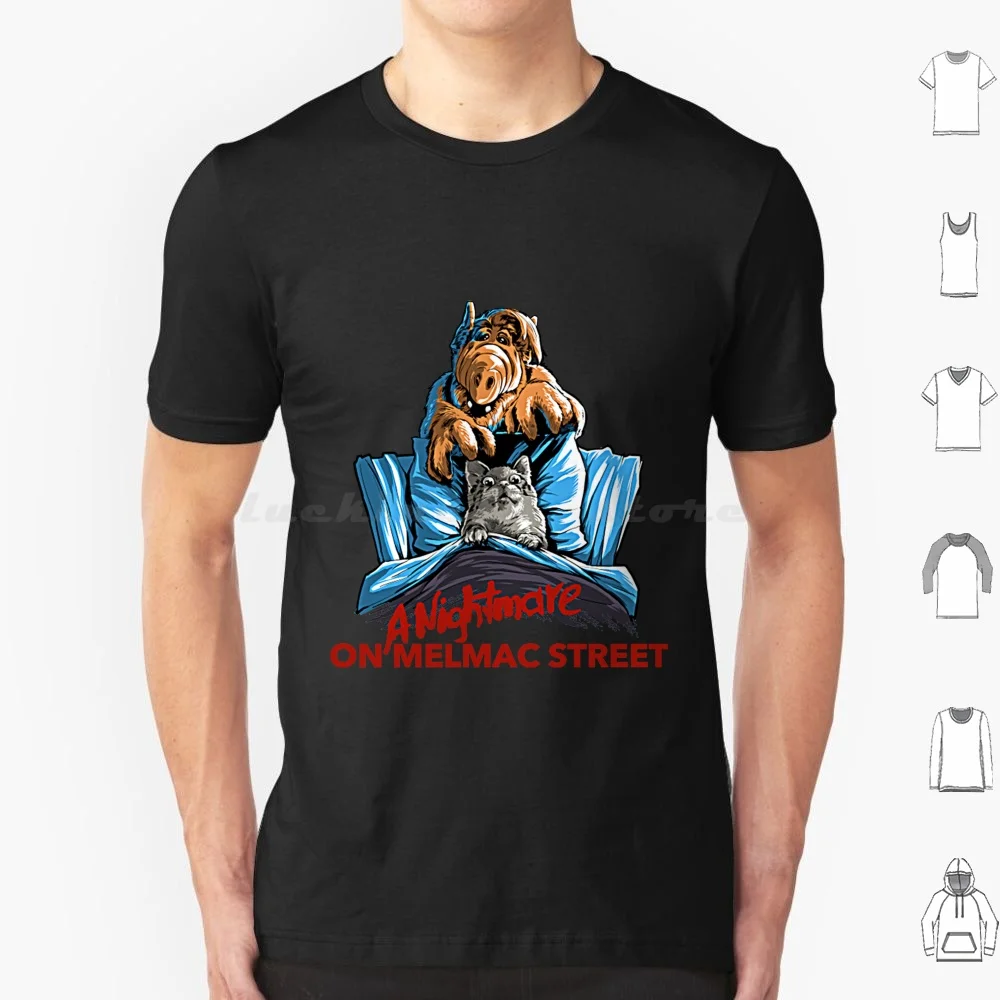 Nightmare On Melmac Street T Shirt 6xl Cotton Cool Tee Alf 80s Cat Halloween Horror Kitten Kitty Melmac Pop Culture Retro Scary