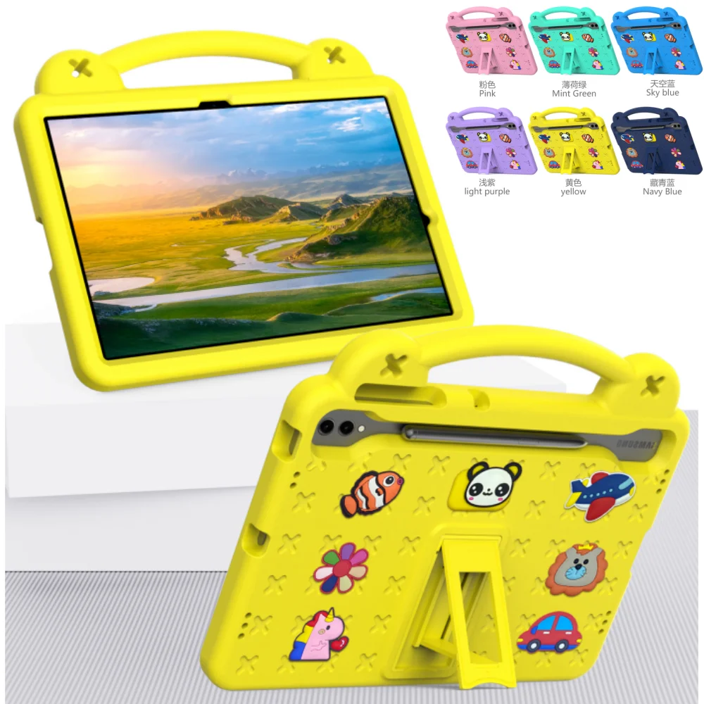 Case for Samsung Galaxy Tab S7FE S7+ S8+ S9+ S9FE+ S10+ 12.4 inch SM-T730 T970 X610N X816B X820 Kids EVA Bear Handheld Cover