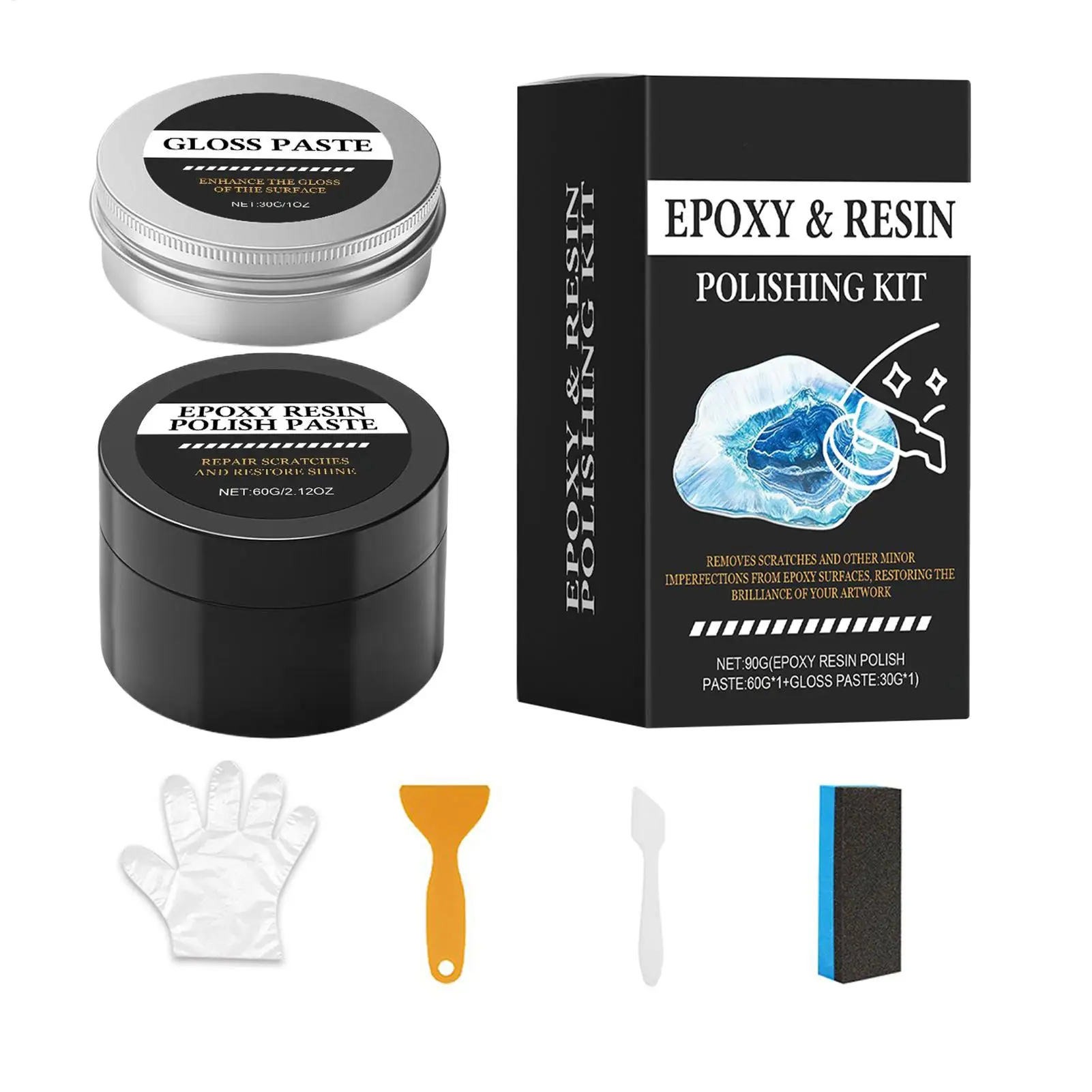 Epoxy Resin Polishing Kit Luster Restoration Cream Epoxy Scratch Polishing Compound for Homeowners Beginners Art Projects Table