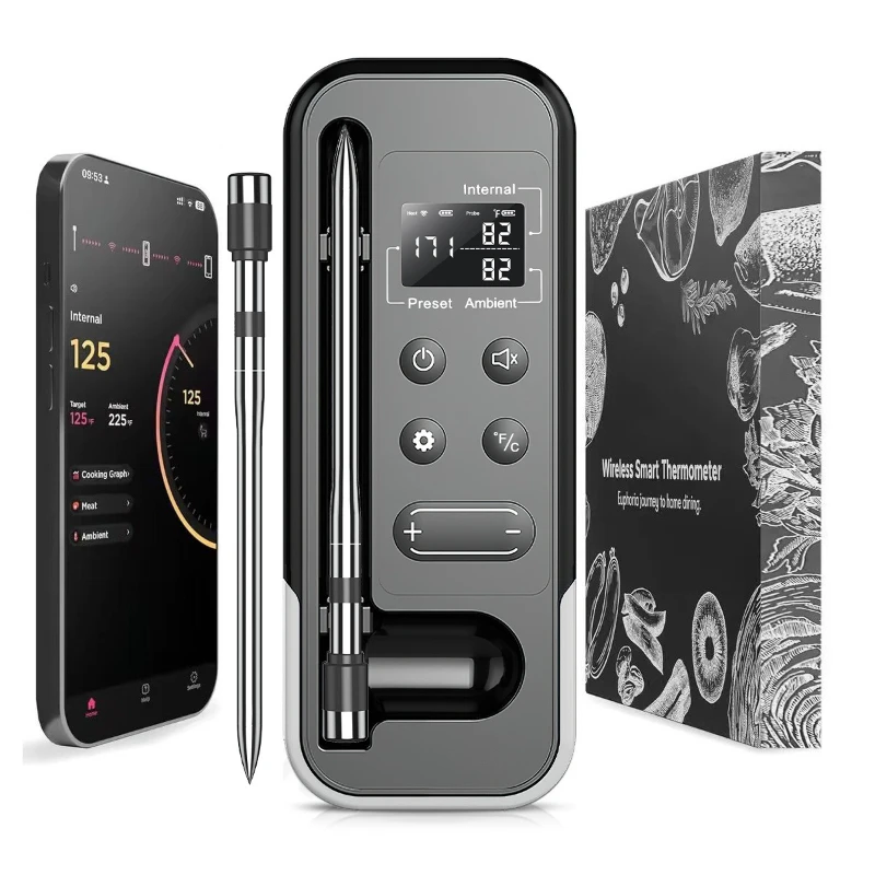 

WIFI Smart APP Bluetooth Barbecue Thermometer Wireless Barbecue Thermometer BBQ Kitchen Food Meat Thermometer