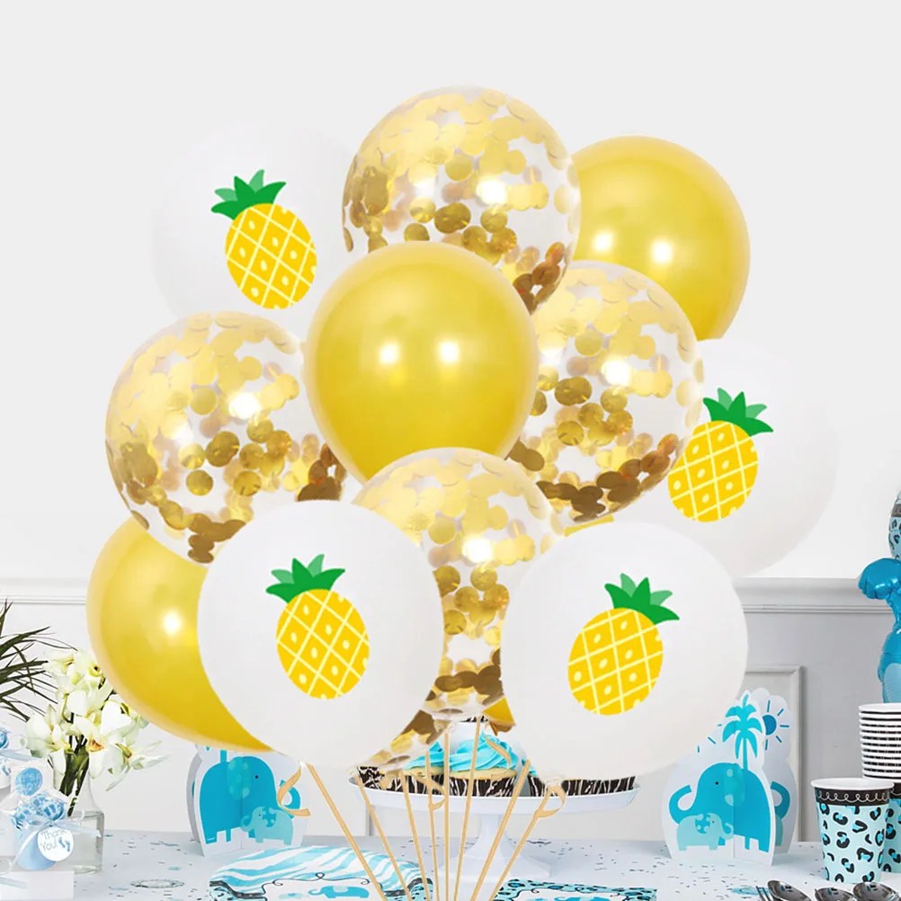 

15Pcs Festive Pineapple Themed Balloons Golden Glitter Latex Hawaii Style Party Decorations for Kids Birthday