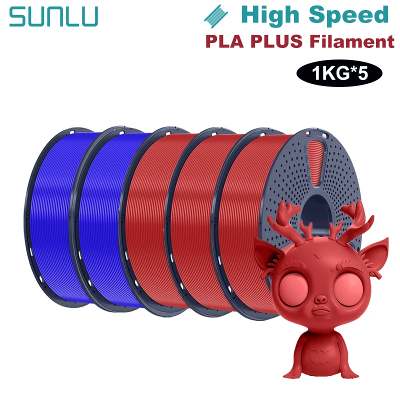 SUNLU 5KG Hoge snelheid PLA Plus 3D-printerfilament 1,75 mm 1000G / rol High Flow Snelle 3D-filament Ontworpen voor snelle printer - afbeelding 1