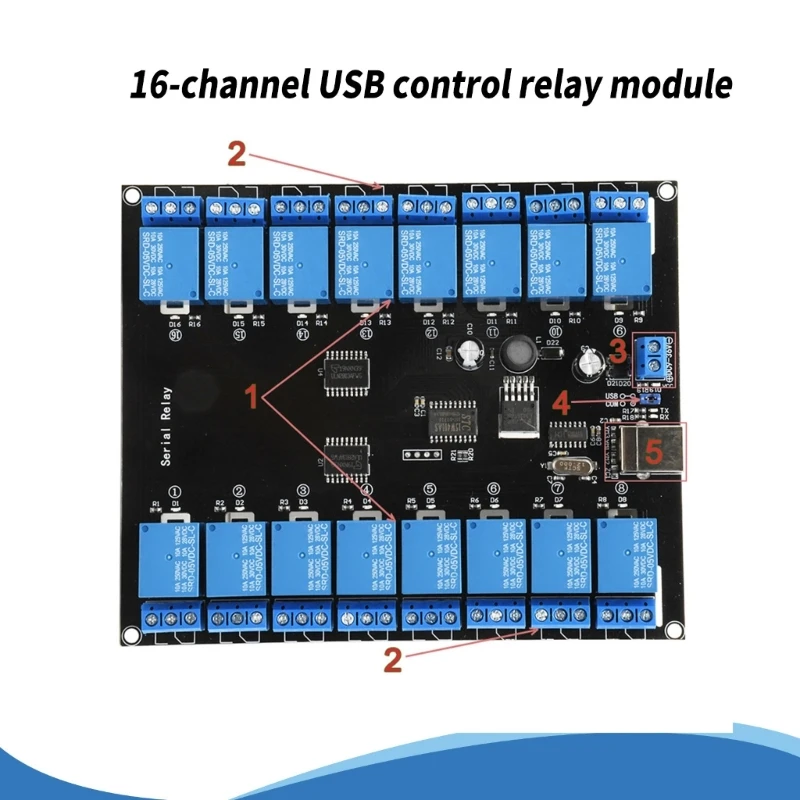 DC7V-38V 16 Kanaals Seriële Poort Relais Module Board 12V 24V 16 Manieren 16CH Relais Schakelaars Controle voor thuis