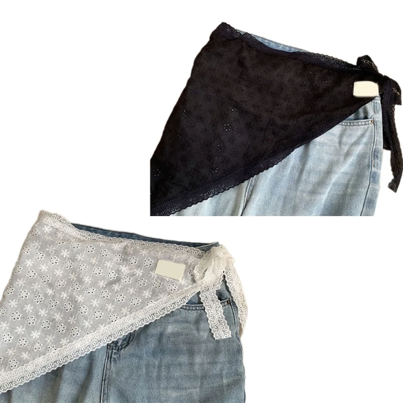 573B Lace Layering Fake Top Mini Skirt Lower Skirt Tieback Shirt Extenders