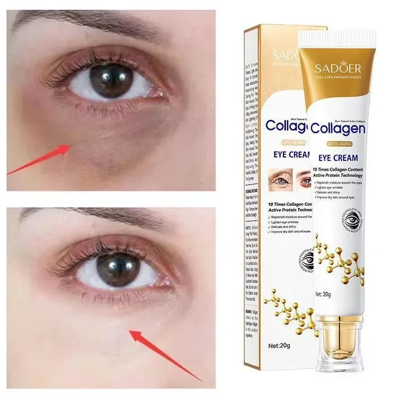 Crema para eliminar bolsas de ojos instantáneas, eliminación de colágeno, arrugas, reafirmante, desvanecimiento de la piel, líneas finas, ilumina las ojeras, antihinchazón, hidrata