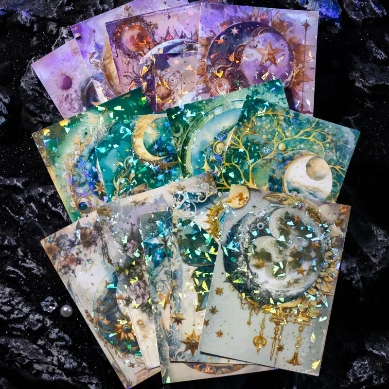 5Sheets Supplies Scrapbook Interstellar Base Package Stationery Sticker Mystery 170*110mm Universe Handbook Decoration