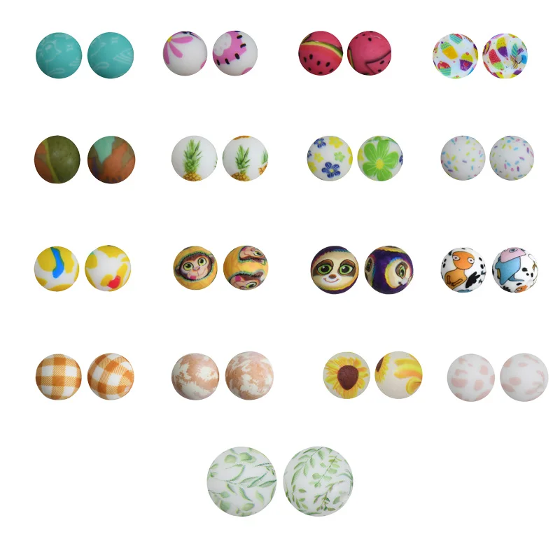 

50pcs 15mm New Chrysanthemum Golden Monkey Pattern Food Grade Silicone Beads DIY Making Bracelet Key Ring Keychain Accessories