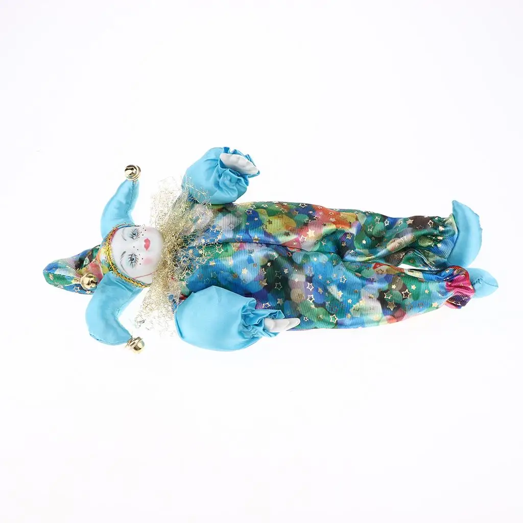 

Porcelain Clown Dolls Handmade Ceramic Harlequin Collectible Figurine for Living Room Souvenir Decor