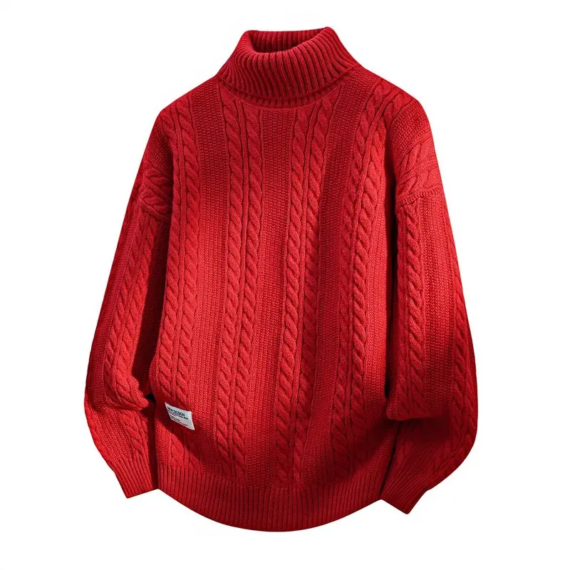 

Men Youthful Vitality Knit SweatersAutumn Winter Vintage Men's Turtleneck Sweater Solid Color Loose Casual Knitted Pullovers